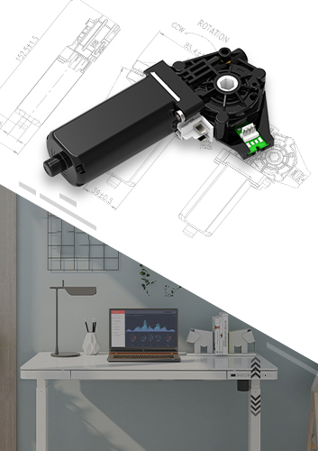 電動升降桌電機PGM-W060系列 24V低壓有刷直流齒輪箱電機 單腿負載超60KG 可選配相應的控制器及按鈕面板構成統一的升降桌驅動系統